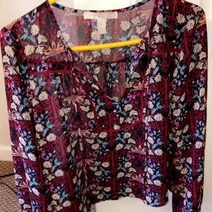sheer floral shirt